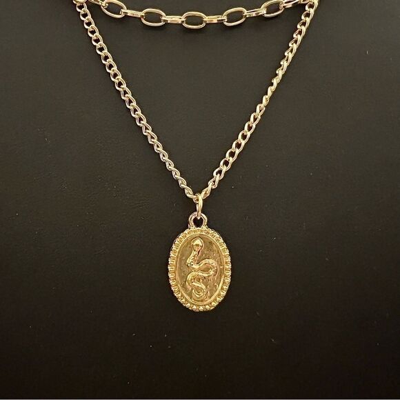 New Multilayer Chunky Link Chain Choker luxury designer snake pendant necklace - Picture 3 of 5